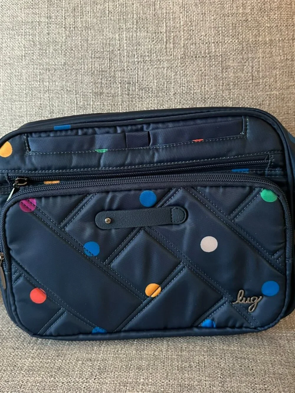 NWT Lug Carousel XL 2 Crossbody Bag Multi Dots Navy RFID